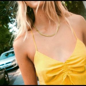 Zara Yellow Tangerine Satin Midi Dress